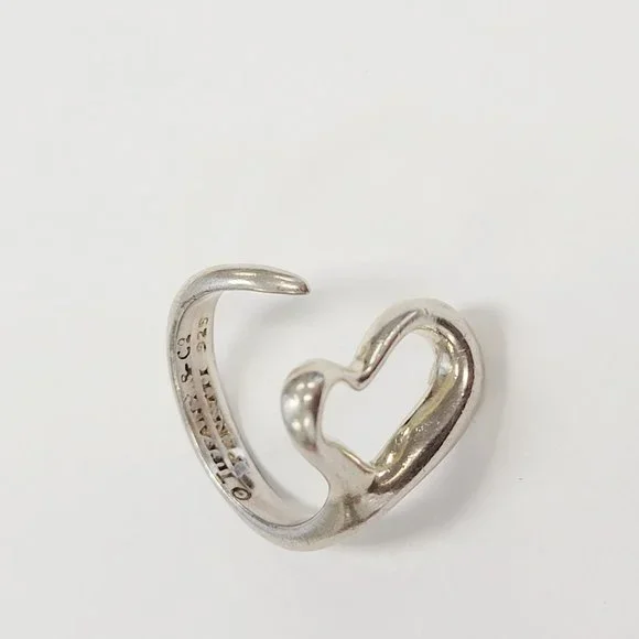 TIFFANY & CO "Elsa Peretti": Sterling Silver, "Open Heart" Ring Sz: 7 (1455) - Picture 5 of 5